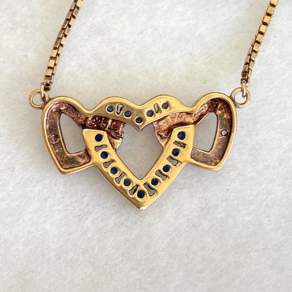 Ross-Simons Gold Vermeil Sterling Silver Triple Heart Sapphire Pendant Necklace - Picture 7 of 16